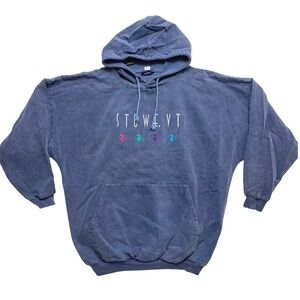 Vintage Pacific Casuals Hoodie Mens XL Blue Ski Pullover Stowe VT Made in USA